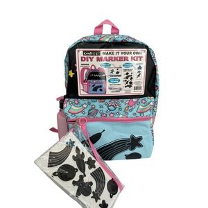 Confetti DIY Marker Kit Backpack Kids Blue Pink Space Theme Water Botte Marker K